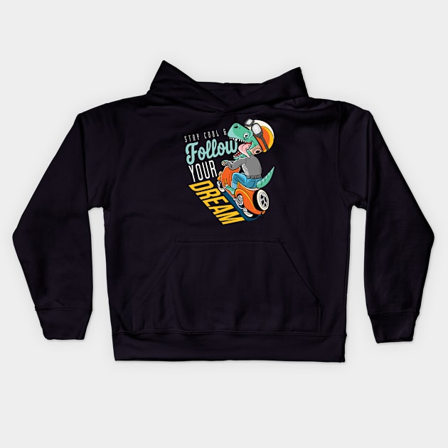 Scooter T-rex Kids Hoodie by D3monic